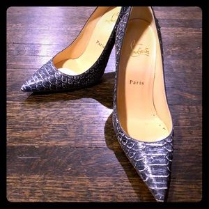 Christian Louboutin Demin Snake Skin Heels